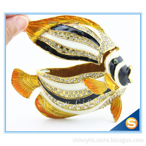 Hot sale golden fish trinket box metal craft